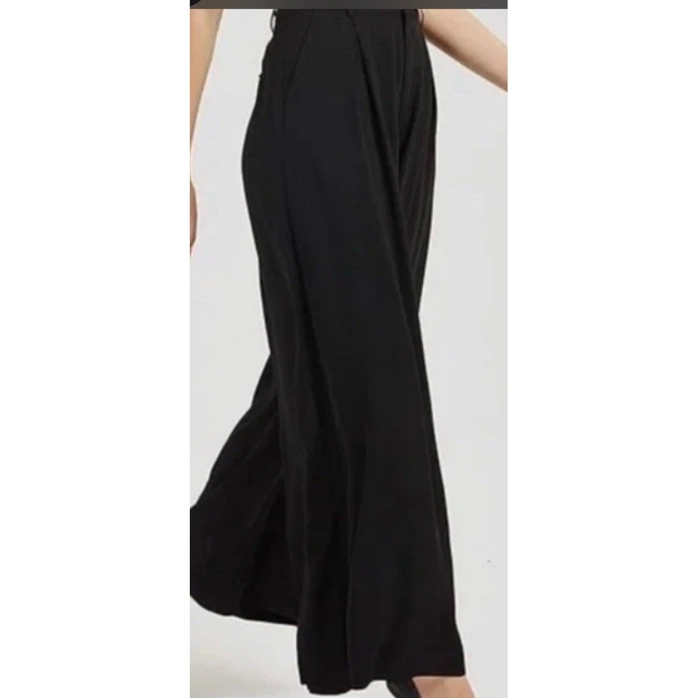 Tronjori High Waist Wide Leg Black Pants Trouser Womens Size Medium Classy